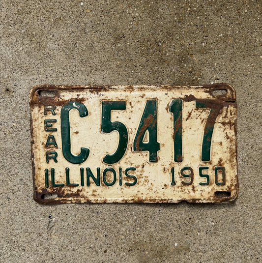 Photo of a 1950 Illinois Truck License Plate Auto Tag Garage Decor Vintage Shorty C 5417