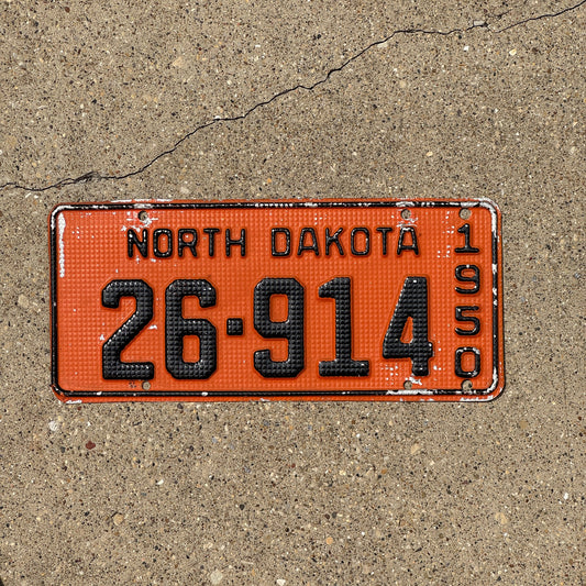 Photo of a 1950 North Dakota License Plate Auto Tag Garage Decor Vintage Waffle 26 914