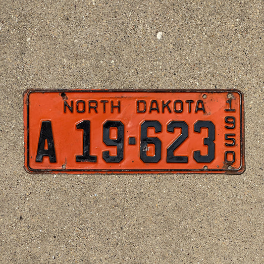 Photo of a 1950 North Dakota Truck License Plate Auto Tag Garage Decor Vintage A 19 623