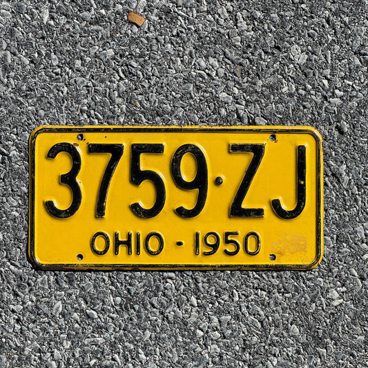Photo of a 1950 Ohio License Plate Auto Tag Garage Decor Vintage 3759 ZJ