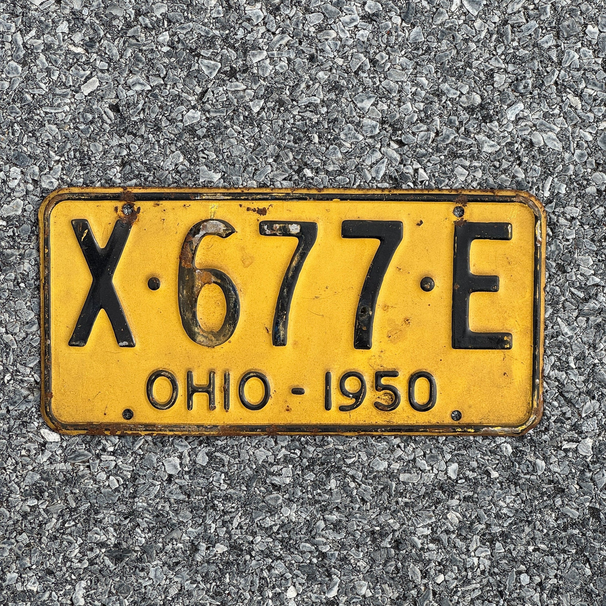 Photo of a 1950 Ohio License Plate Auto Tag Garage Decor Vintage X677E