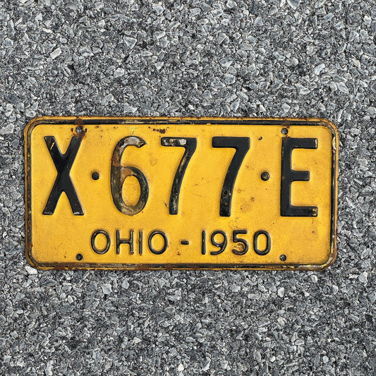 Photo of a 1950 Ohio License Plate Auto Tag Garage Decor Vintage X677E
