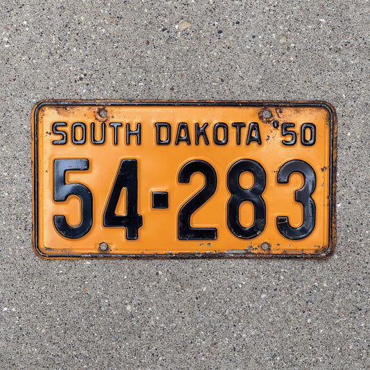 Photo of a 1950 South Dakota License Plate Auto Tag Garage Decor Vintage 54 283 with original patina