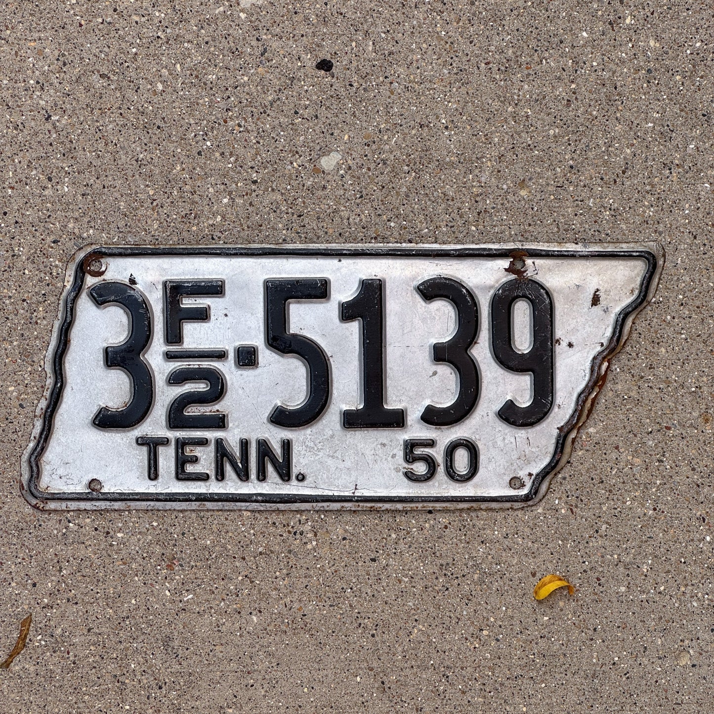 Photo of a 1950 Tennessee Farm License Plate Auto Tag Garage Decor Vintage State Shape 3 F2 5139