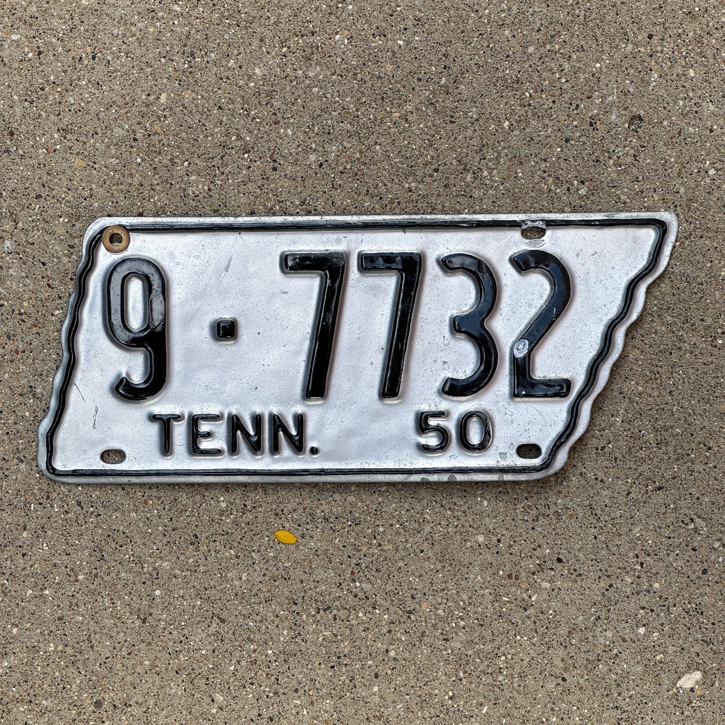 Photo of a 1950 Tennessee License Plate Auto Tag Garage Decor Vintage State Shape 9 7732