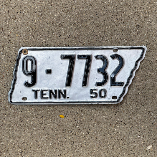 Photo of a 1950 Tennessee License Plate Auto Tag Garage Decor Vintage State Shape 9 7732