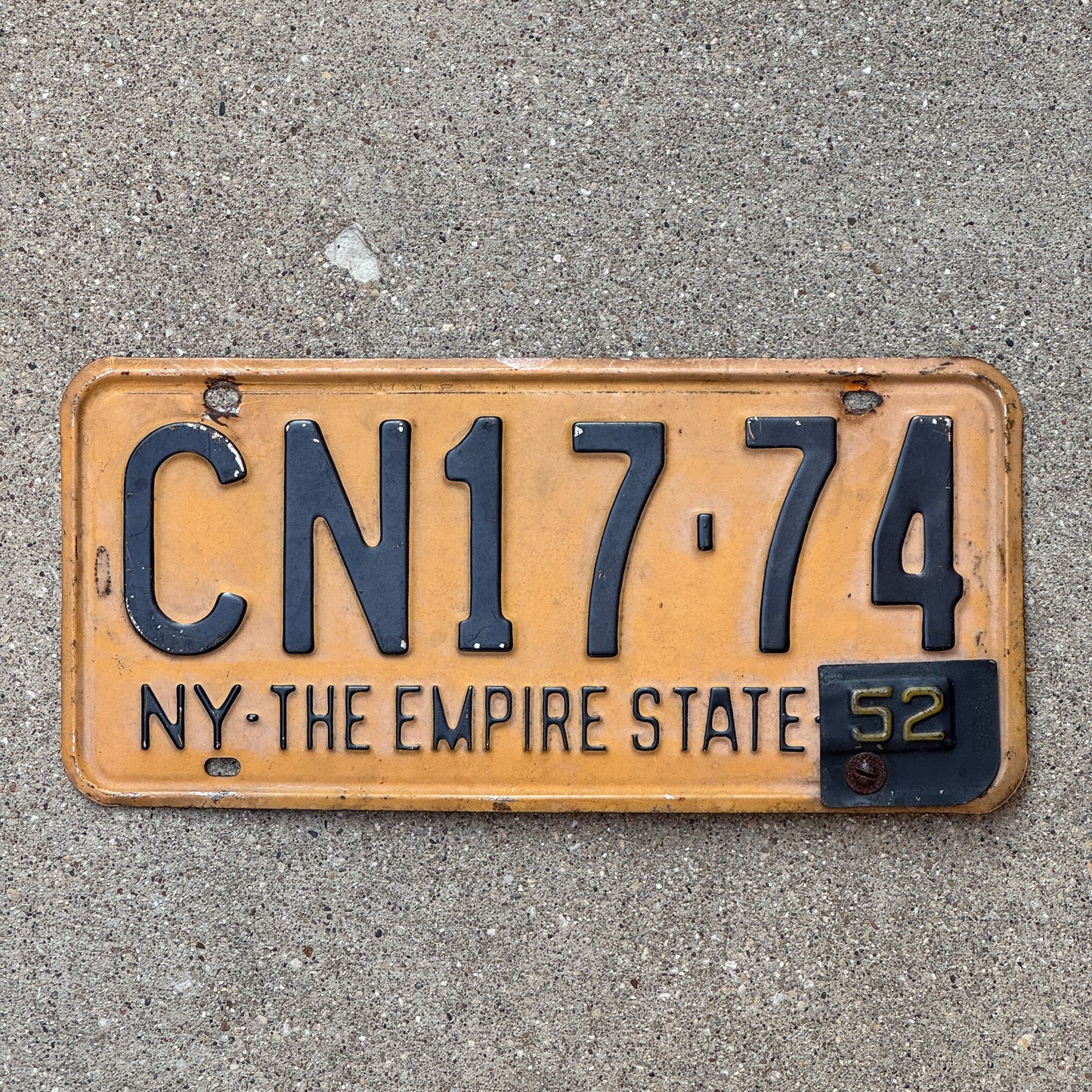 Photo of a 1951 1952 New York License Plate Auto Tag Garage Decor Vintage CN 1774