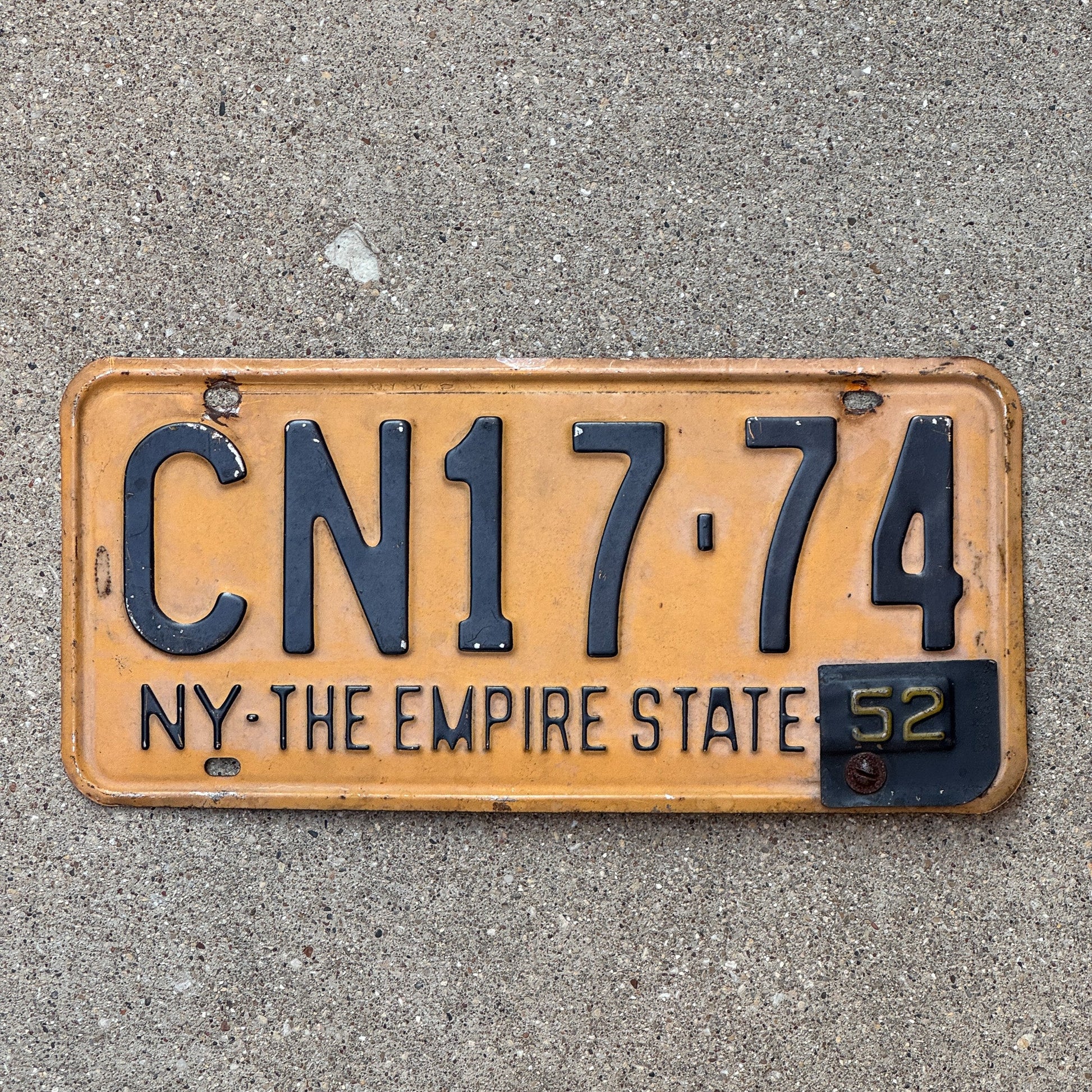Photo of a 1951 1952 New York License Plate Auto Tag Garage Decor Vintage CN 1774