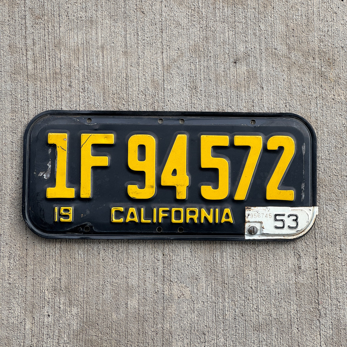 First California Tag 1951 1953 California License Plate Auto Tag 1F 94572 – License Plate ...