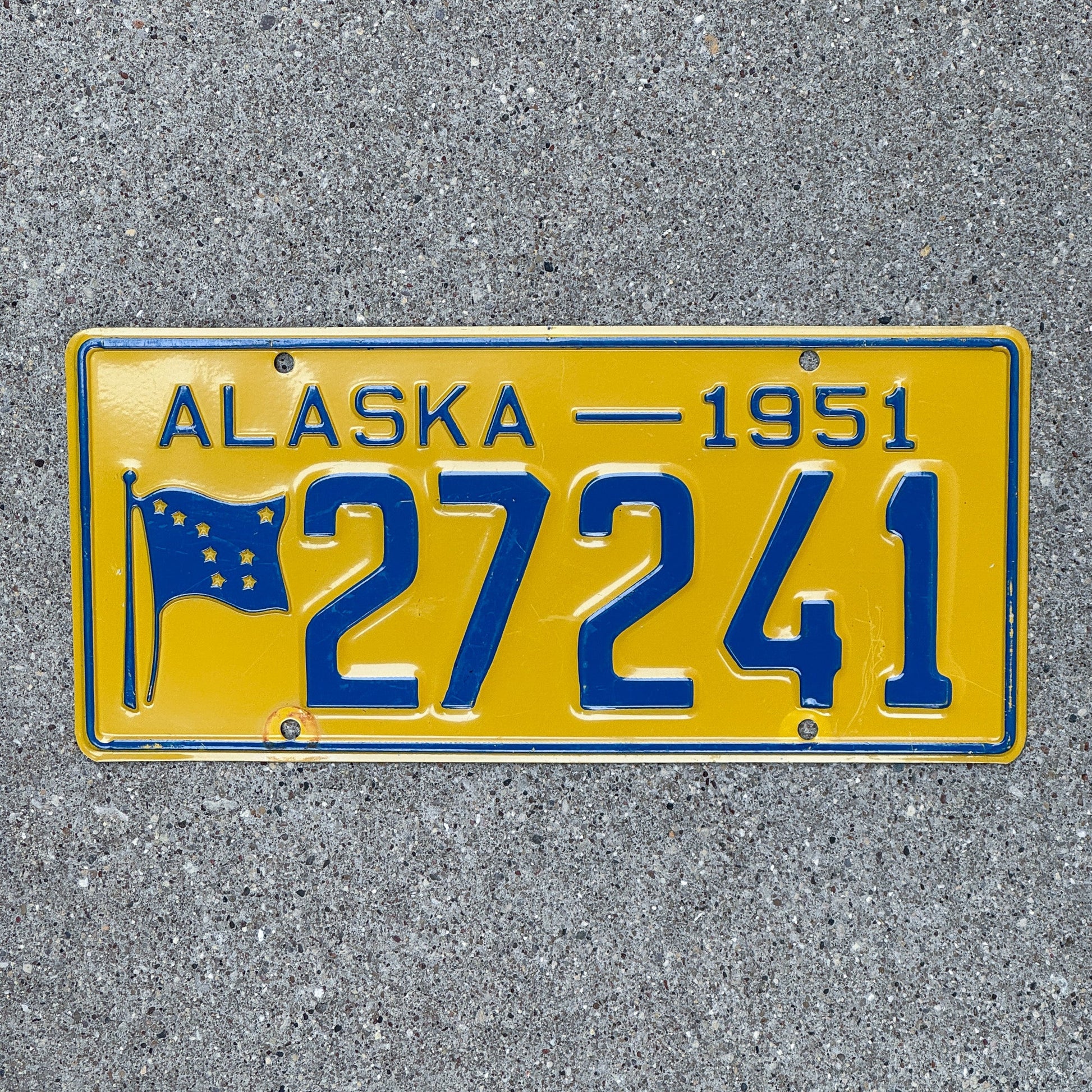 Photo of a 1951 Alaska License Plate Auto Tag Garage Decor Vintage High Quality 27241 with original patina