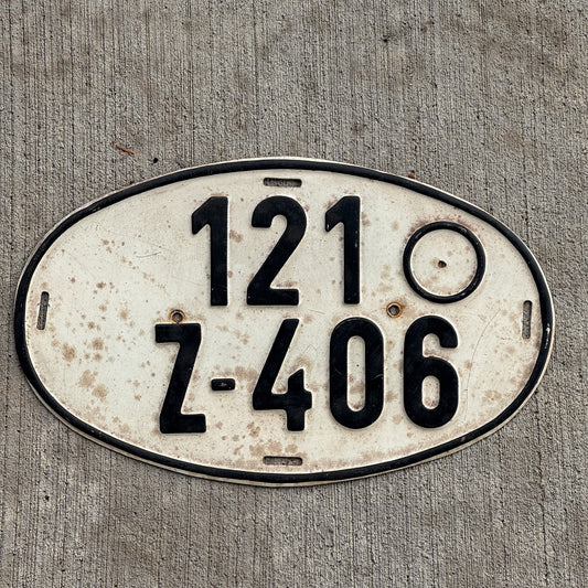 Photo of a 1951 Germany Temporary License Plate Auto Tag Garage Decor Vintage Osnabrück 121 Z 406 with original patina