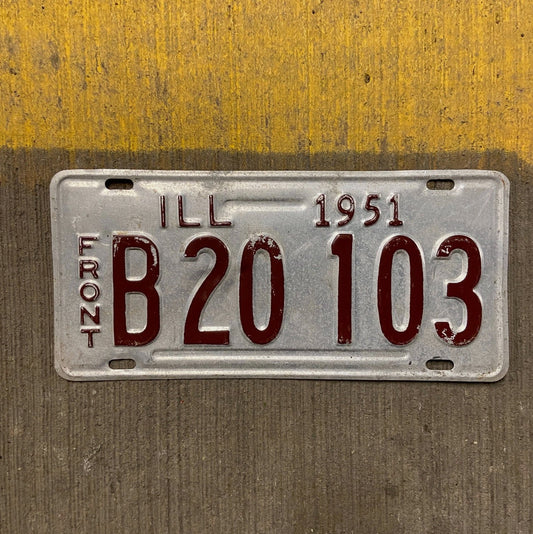 Photo of a 1951 Illinois Truck License Plate Auto Tag Garage Decor Vintage B 20103 with original patina