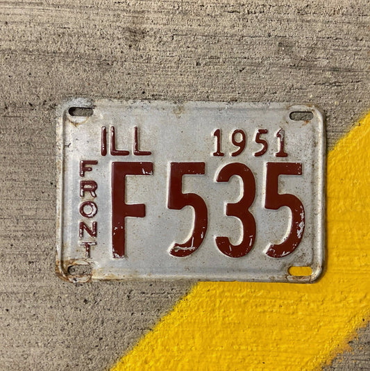 Photo of a 1951 Illinois Truck License Plate Auto Tag Garage Decor Vintage F 535 with original patina