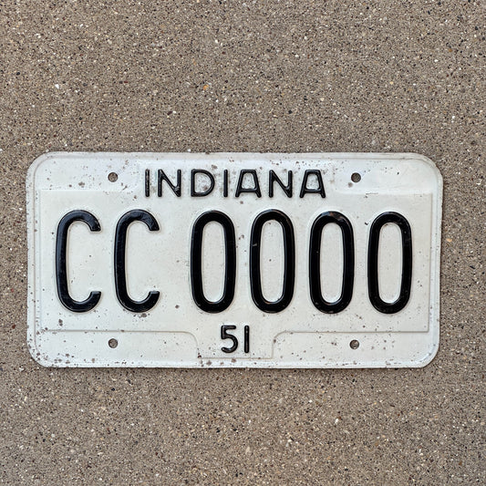 Photo of a 1951 Indiana Sample License Plate Auto Tag Garage Decor Vintage CC0000 with original patina