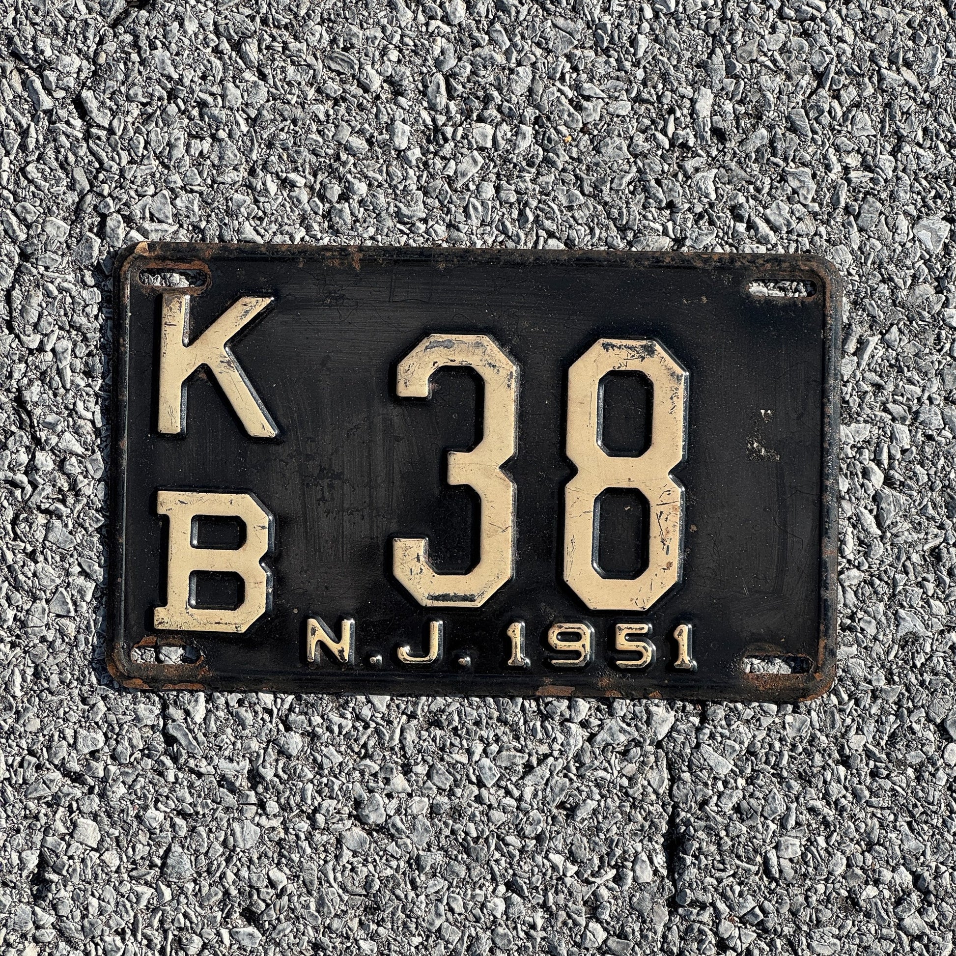 Photo of a 1951 New Jersey License Plate Auto Tag Garage Decor Vintage Middlesex County KB38