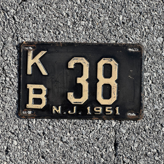 Photo of a 1951 New Jersey License Plate Auto Tag Garage Decor Vintage Middlesex County KB38