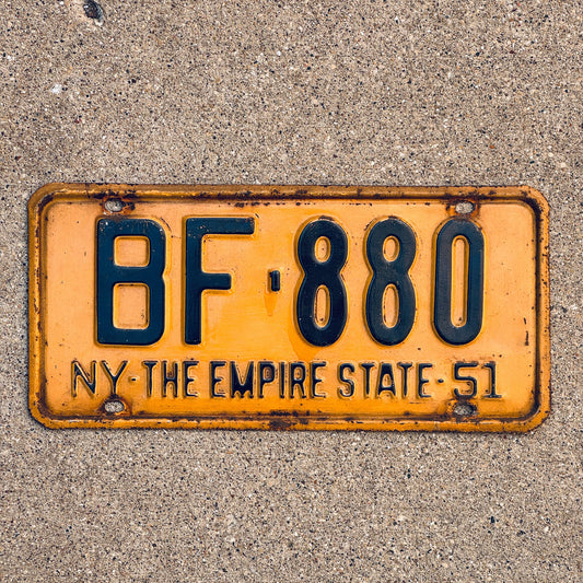 Photo of a 1951 New York License Plate Auto Tag Garage Decor Vintage Empire State BF 880