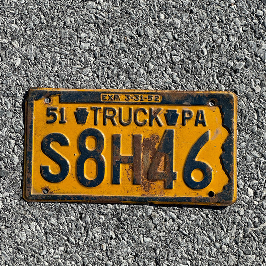 Photo of a 1951 Pennsylvania Truck License Plate Auto Tag Garage Decor Vintage S8H46
