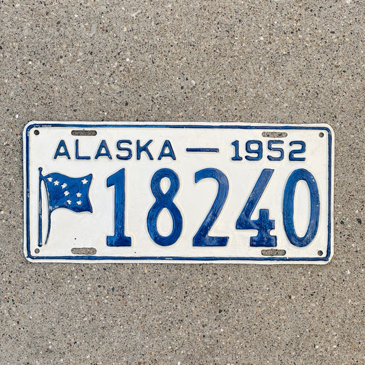 Photo of a 1952 Alaska License Plate Auto Tag Garage Decor Vintage 18240 with original patina