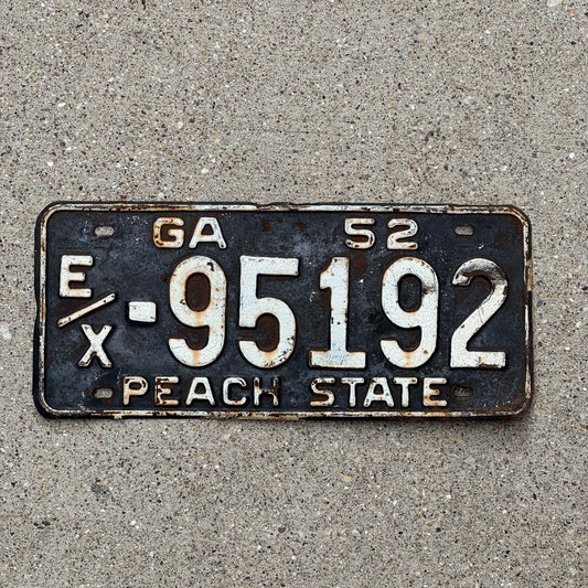 Photo of a 1952 Georgia License Plate Auto Tag Garage Decor Vintage EX 95192 with original patina