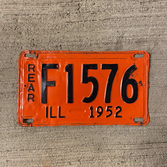 Photo of a 1952 Illinois Truck License Plate Auto Tag Garage Decor Vintage F 1576 with original patina