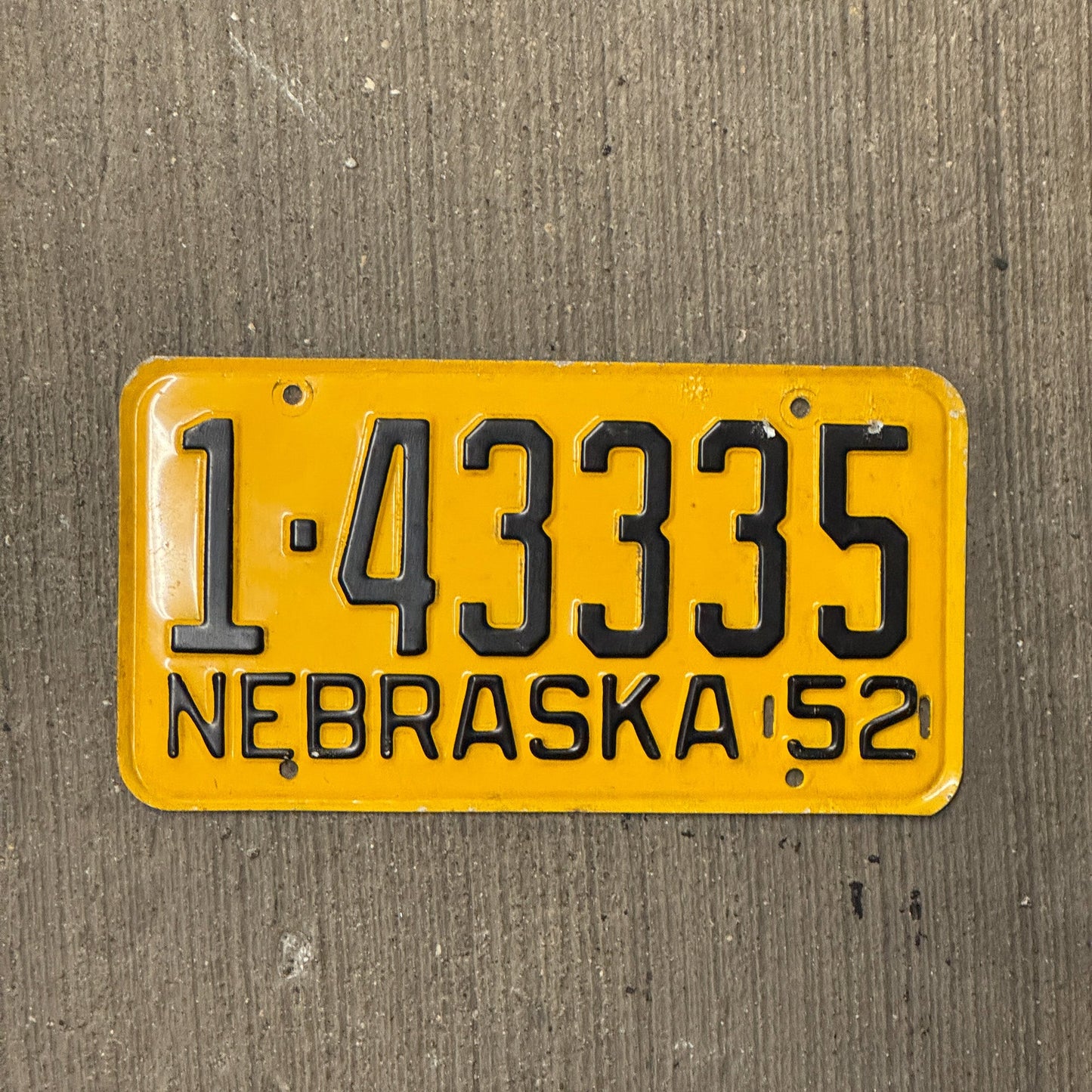 Photo of a 1952 Nebraska License Plate Auto Tag Garage Decor Vintage Repeat Repeating 1 4 333 5