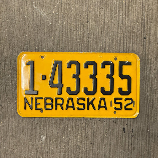 Photo of a 1952 Nebraska License Plate Auto Tag Garage Decor Vintage Repeat Repeating 1 4 333 5