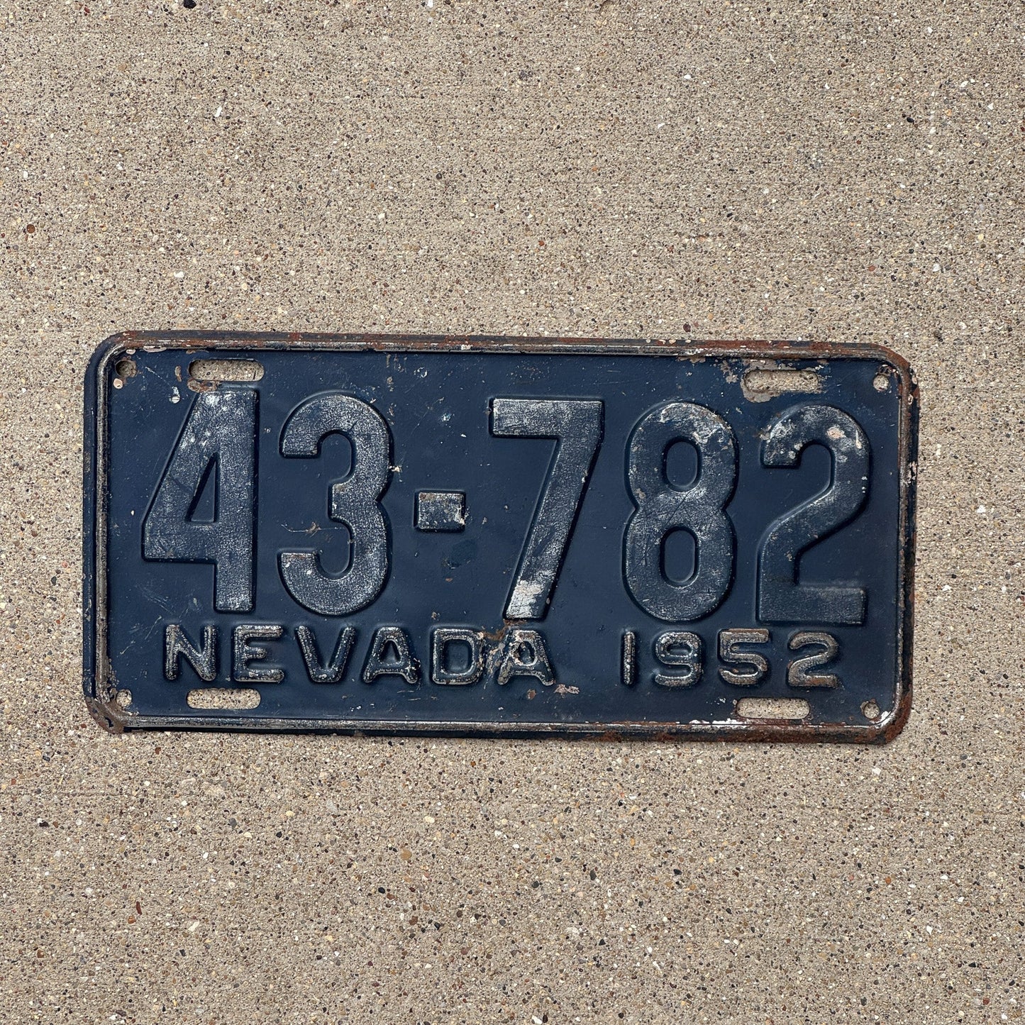 Photo of a 1952 Nevada License Plate Auto Tag Garage Decor Vintage 43 782 with original patina