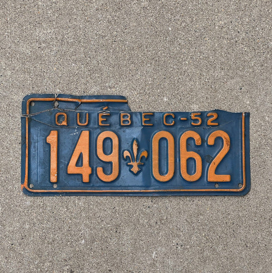 Photo of a 1952 Quebec License Plate Auto Tag Garage Decor Vintage 149062