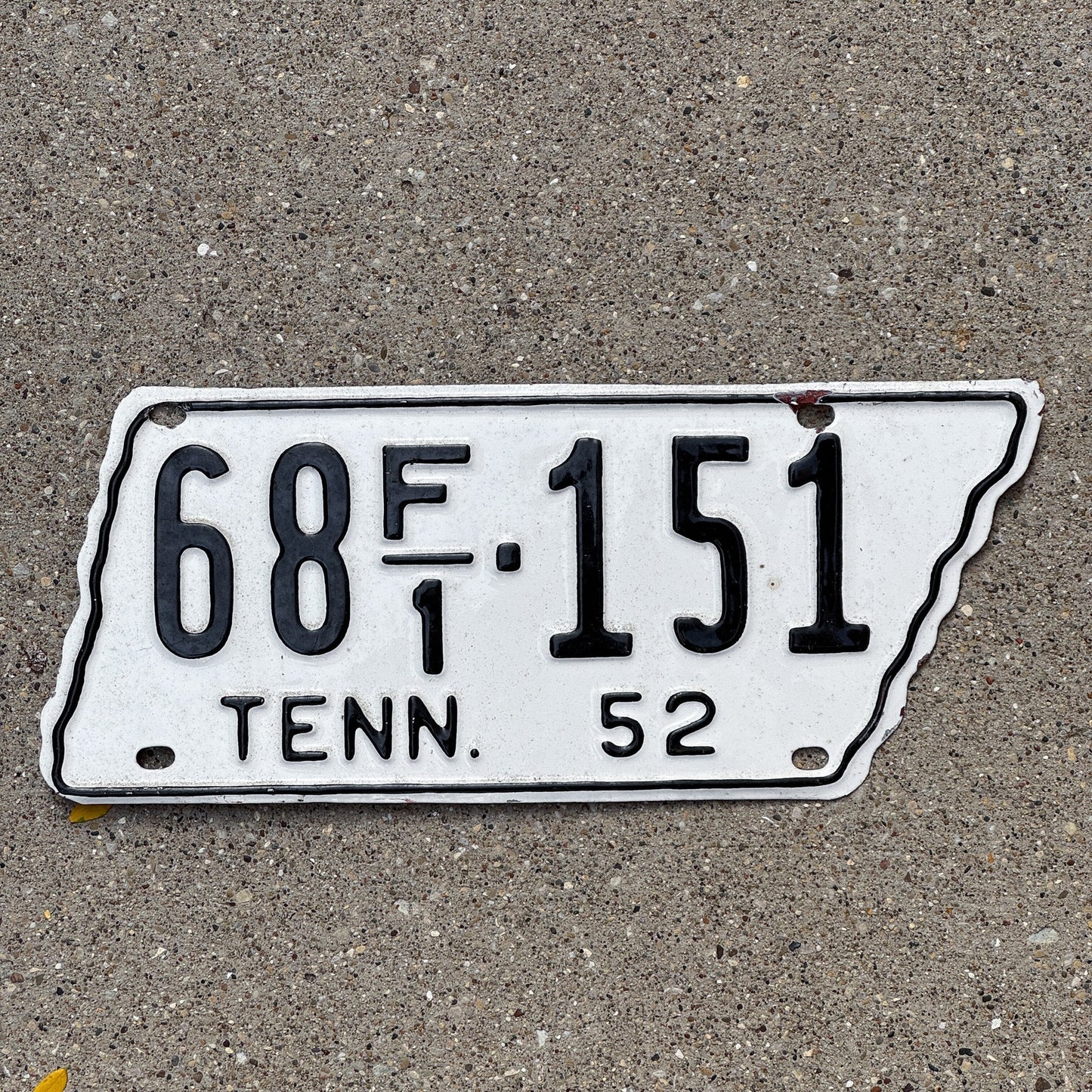 Photo of a 1952 Tennessee Farm License Plate Auto Tag Garage Decor Vintage State Shape 68 F1 151