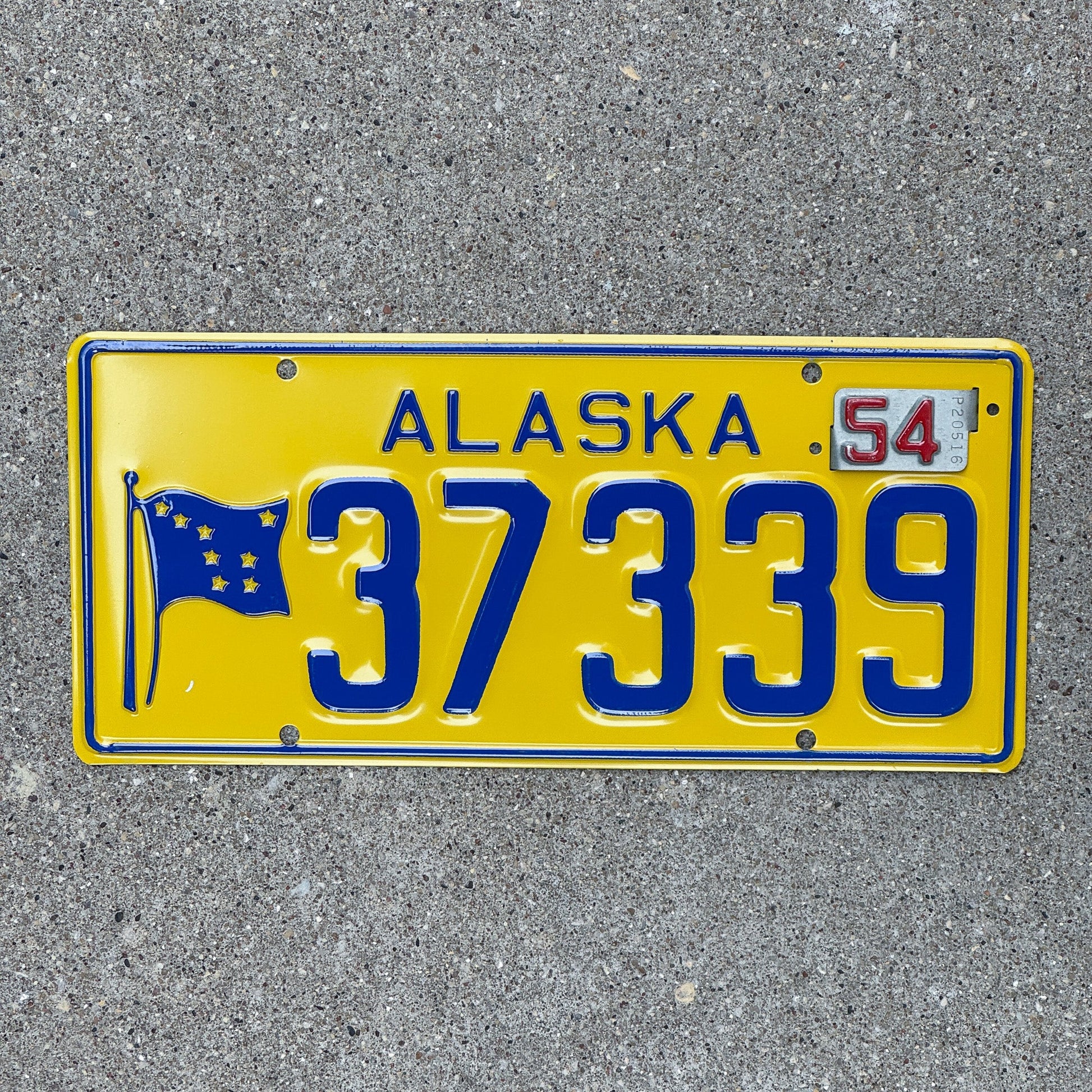 Photo of a 1953 1954 Alaska License Plate Auto Tag Garage Decor Vintage High Quality 37339 with original patina