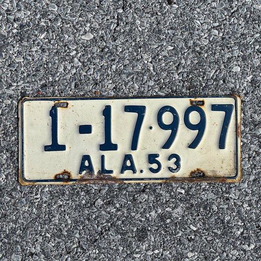 Photo of a 1953 Alabama License Plate Auto Tag Garage Decor Vintage 1 17 0997