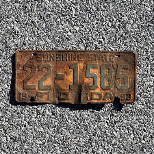 Photo of a 1953 Florida License Plate Auto Tag Garage Decor Vintage 22 1585