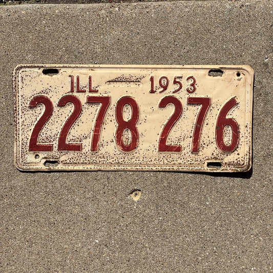 Photo of a 1953 Illinois License Plate Auto Tag Garage Decor Vintage 2278 276
