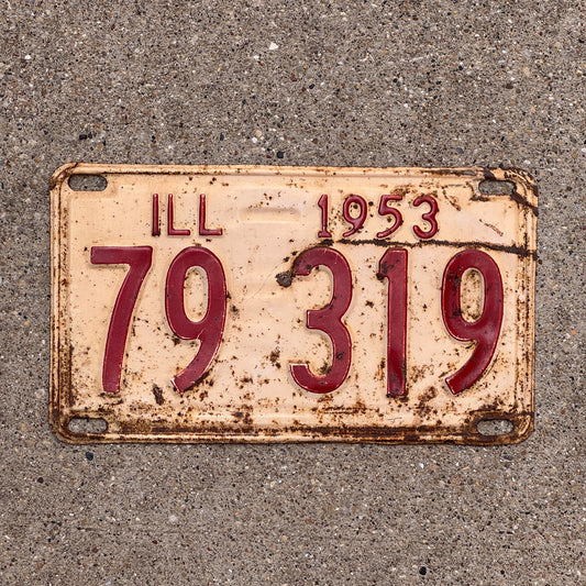 Photo of a 1953 Illinois License Plate Auto Tag Garage Decor Vintage 79 319