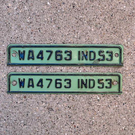 Photo of a 1953 Indiana Tab License Plate Pair Auto Tag Garage Decor Vintage WA 4763 with original patina