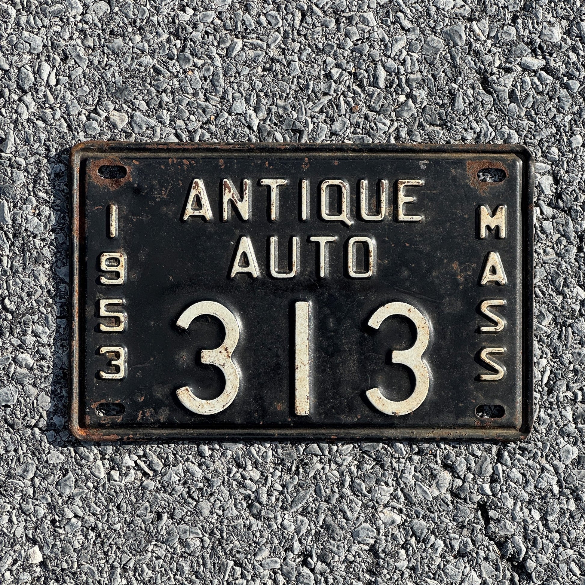 Photo of a 1953 Massachusetts Antique Auto License Plate Auto Tag Garage Decor Vintage Historic Vehicle 313