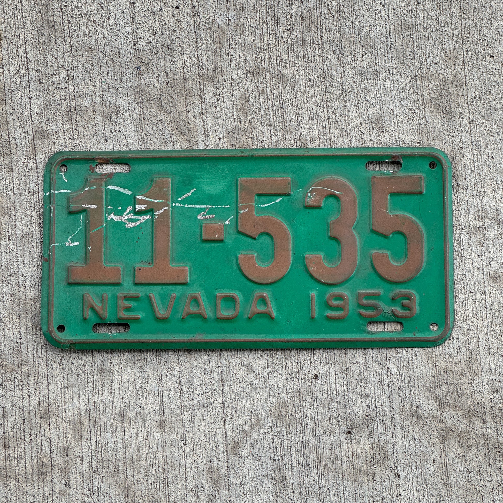 Photo of a 1953 Nevada License Plate Auto Tag Garage Decor Vintage 11 535 with original patina