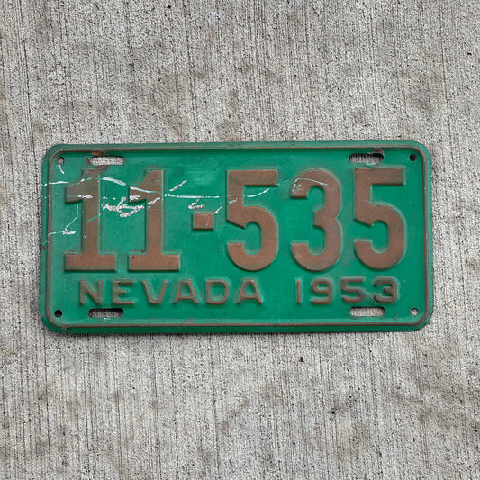 Photo of a 1953 Nevada License Plate Auto Tag Garage Decor Vintage 11 535 with original patina