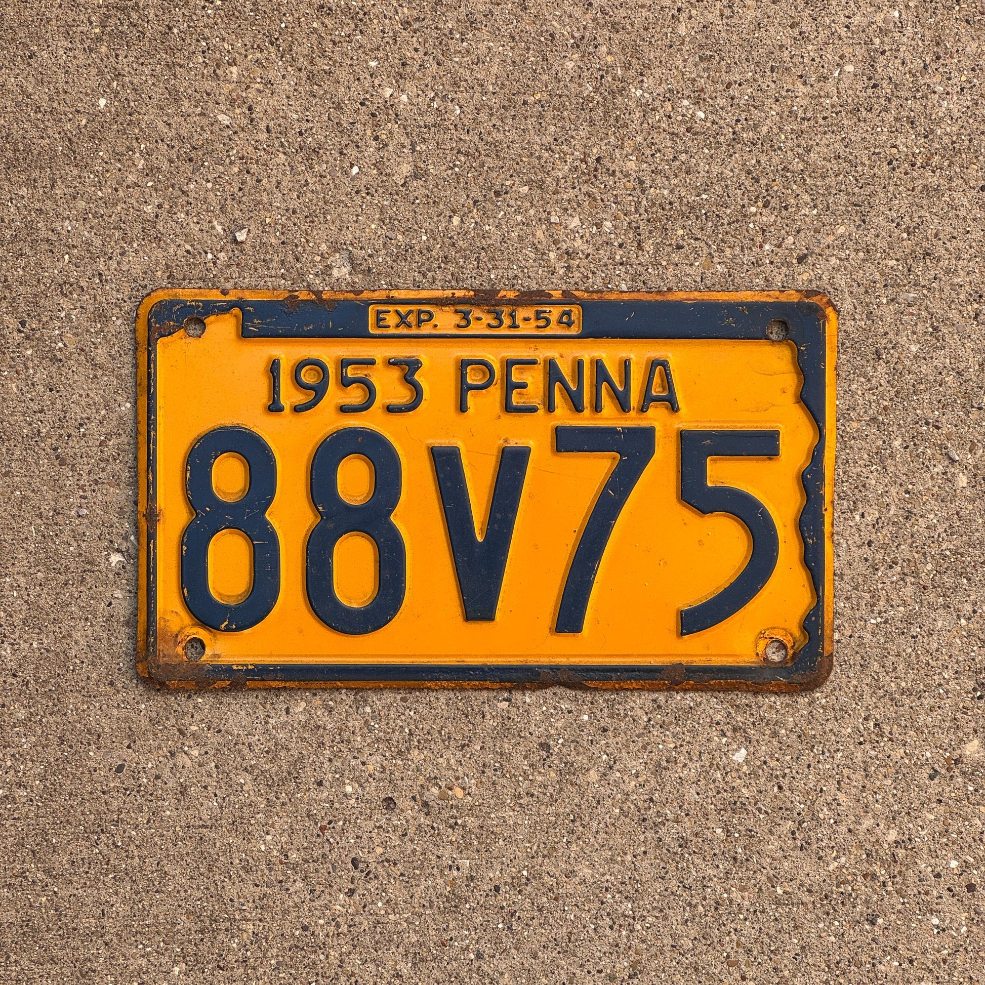 Photo of a 1953 Pennsylvania License Plate Auto Tag Garage Decor Vintage 88 V 75