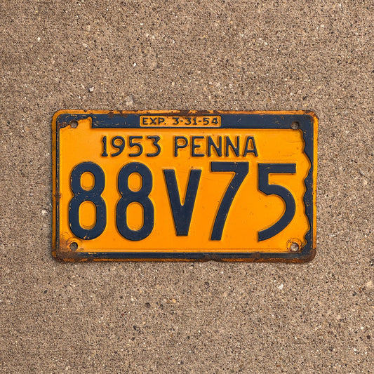 Photo of a 1953 Pennsylvania License Plate Auto Tag Garage Decor Vintage 88 V 75