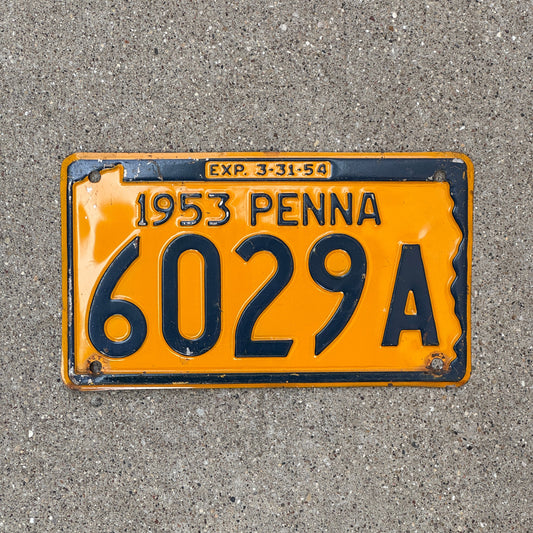 Photo of a 1953 Pennsylvania License Plate Auto Tag Garage Decor Vintage 6029 A