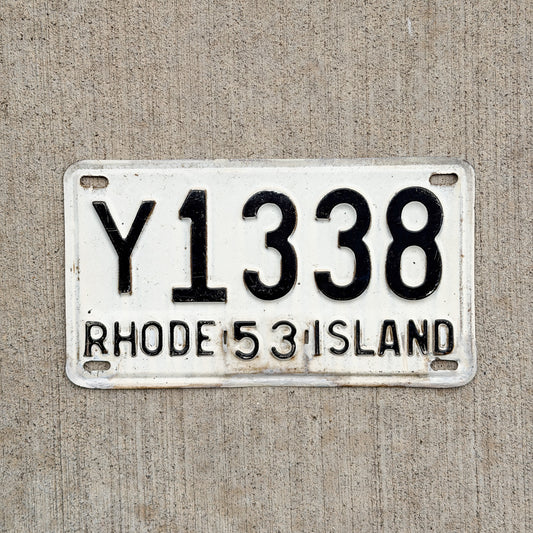 Photo of a 1953 Rhode Island License Plate Auto Tag 1 Vintage Y 1338 with original patina