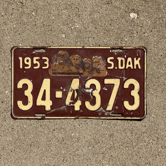 Photo of a 1953 South Dakota License Plate Auto Tag Garage Decor Vintage Hutchinson 34 4373