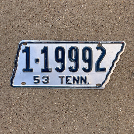 Photo of a 1953 Tennessee License Plate Auto Tag Garage Decor Vintage 999 Repeat Repeating State Shape 119992