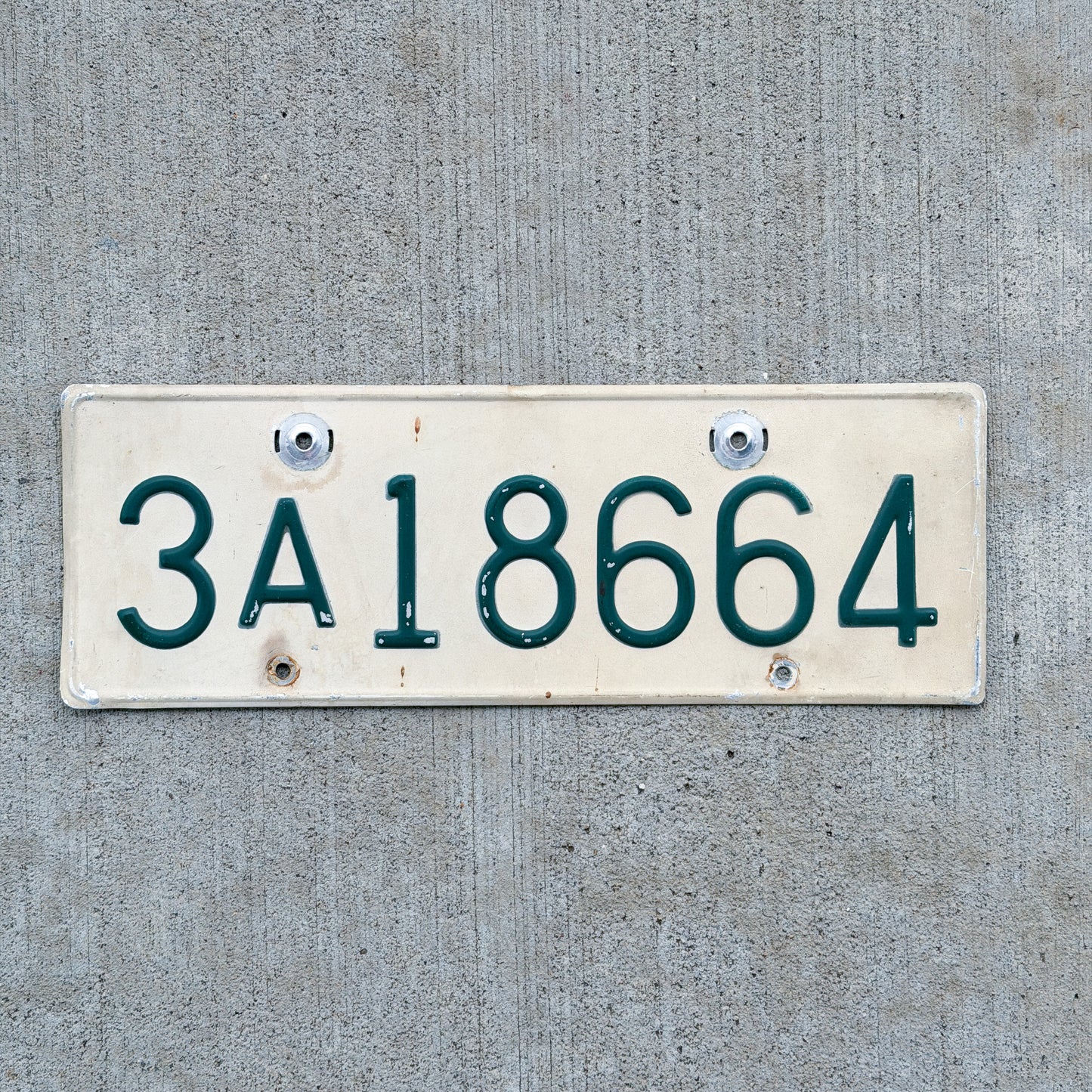 Photo of a 1953 US Forces Japan License Plate Auto Tag Garage Decor Vintage Tokyo Prefecture 3A 18664 with original patina