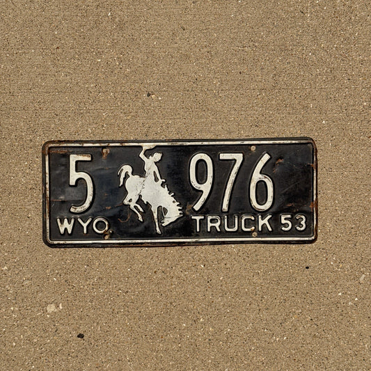 Photo of a 1953 Wyoming Truck License Plate Auto Tag Garage Decor Vintage Bronco Cowboy 5 976