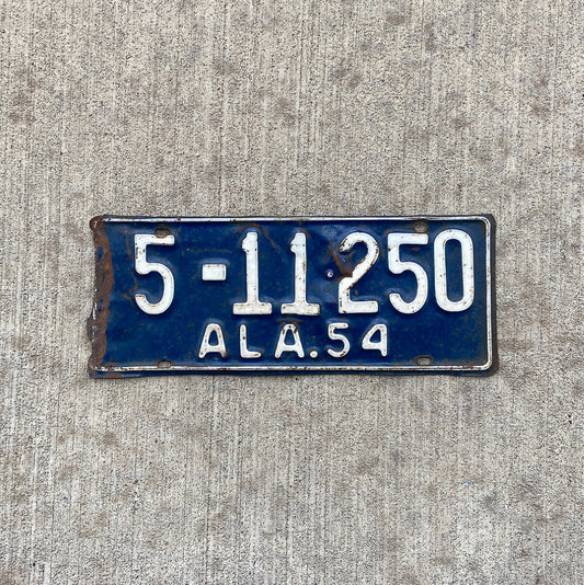 Photo of a 1954 Alabama License Plate Auto Tag Garage Decor Vintage 5 11250 with original patina