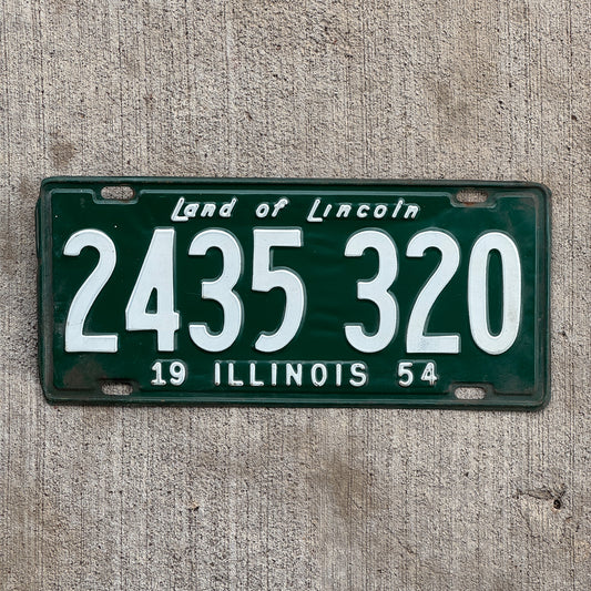 Photo of a 1954 Illinois License Plate Auto Tag Garage Decor Vintage 2 435 320 with original patina