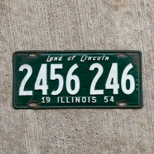 Photo of a 1954 Illinois License Plate Auto Tag Garage Decor Vintage 2 456 246 with original patina